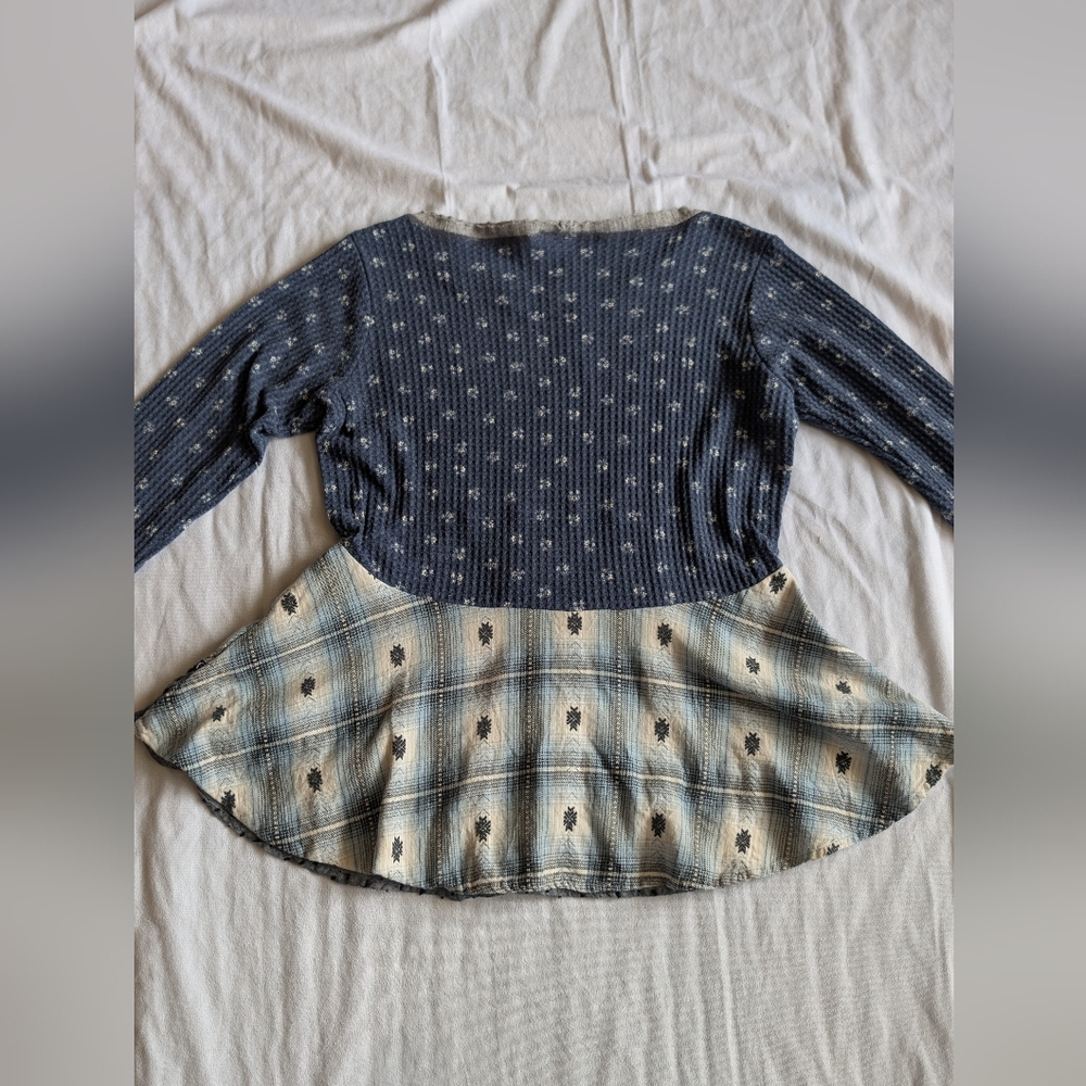 Boho Cottagecore Mixed Print Patchwork Long Sleev… - image 4